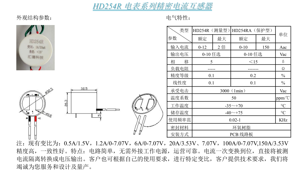 HD254R參數(shù)
