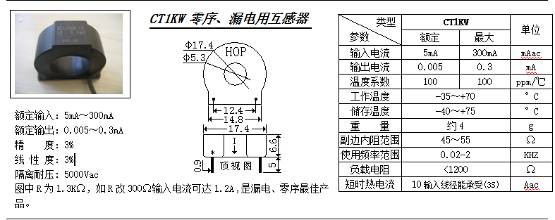 CT1KW參數(shù)